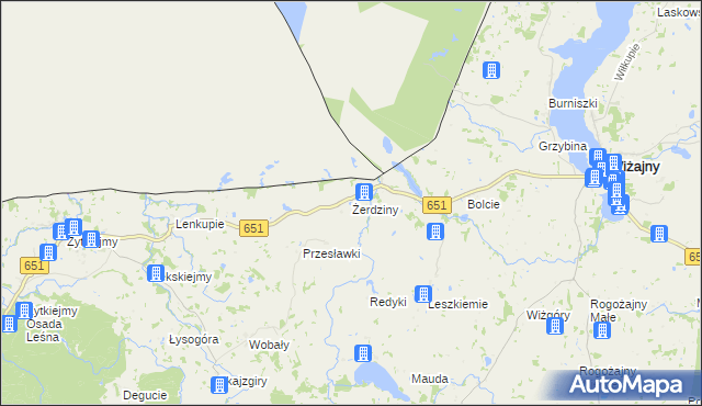mapa Żerdziny gmina Dubeninki, Żerdziny gmina Dubeninki na mapie Targeo