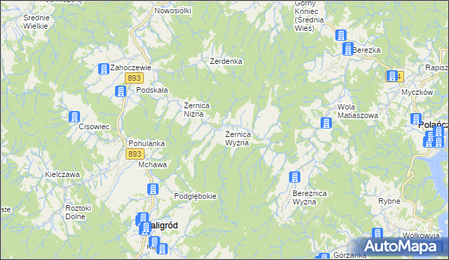 mapa Żernica Wyżna, Żernica Wyżna na mapie Targeo