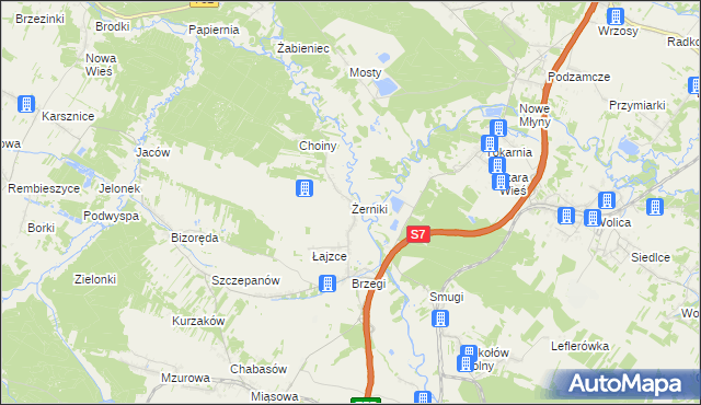 mapa Żerniki gmina Sobków, Żerniki gmina Sobków na mapie Targeo