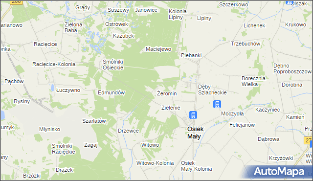 mapa Żeromin gmina Osiek Mały, Żeromin gmina Osiek Mały na mapie Targeo