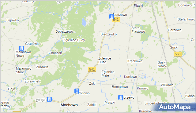 mapa Zglenice Duże, Zglenice Duże na mapie Targeo