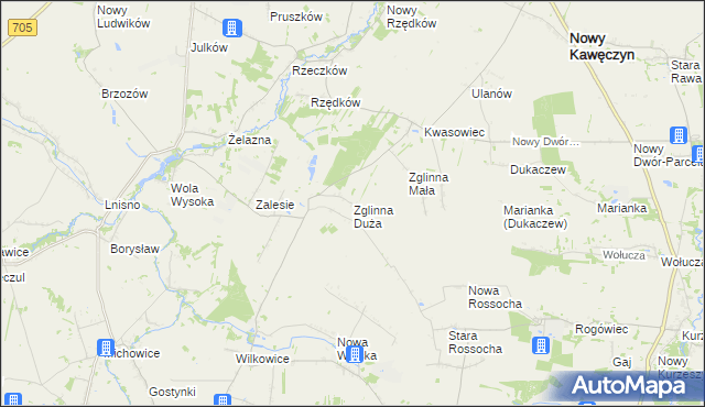 mapa Zglinna Duża, Zglinna Duża na mapie Targeo