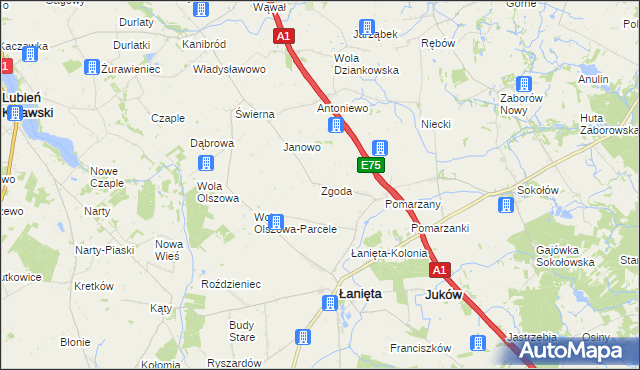 mapa Zgoda gmina Łanięta, Zgoda gmina Łanięta na mapie Targeo