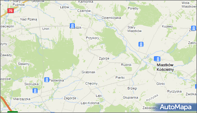 mapa Zgórze gmina Miastków Kościelny, Zgórze gmina Miastków Kościelny na mapie Targeo