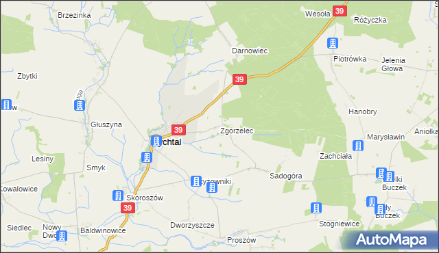 mapa Zgorzelec gmina Rychtal, Zgorzelec gmina Rychtal na mapie Targeo