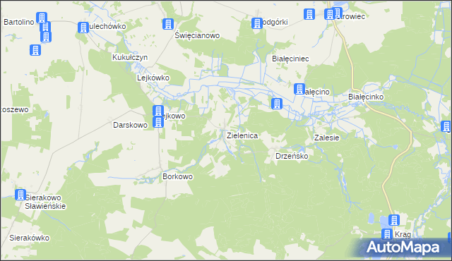 mapa Zielenica gmina Malechowo, Zielenica gmina Malechowo na mapie Targeo