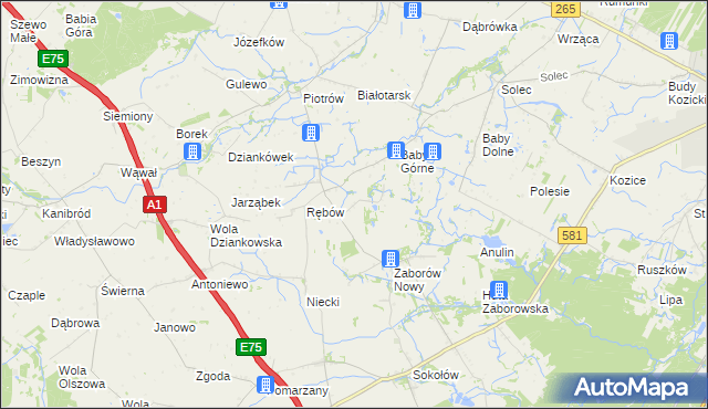 mapa Zieleniec gmina Gostynin, Zieleniec gmina Gostynin na mapie Targeo