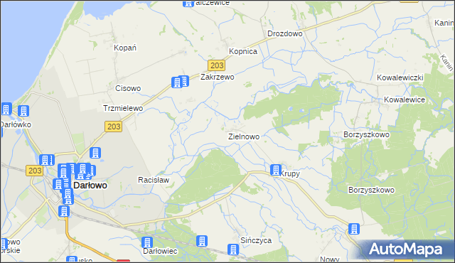 mapa Zielnowo gmina Darłowo, Zielnowo gmina Darłowo na mapie Targeo