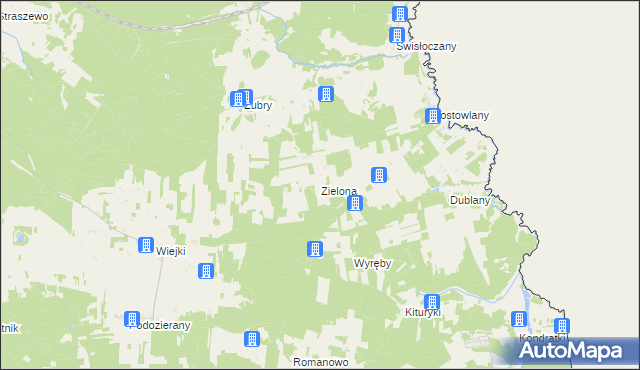 mapa Zielona gmina Gródek, Zielona gmina Gródek na mapie Targeo