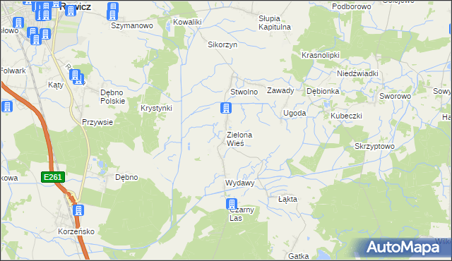 mapa Zielona Wieś gmina Rawicz, Zielona Wieś gmina Rawicz na mapie Targeo