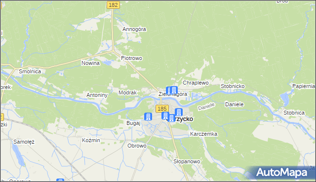 mapa Zielonagóra, Zielonagóra na mapie Targeo