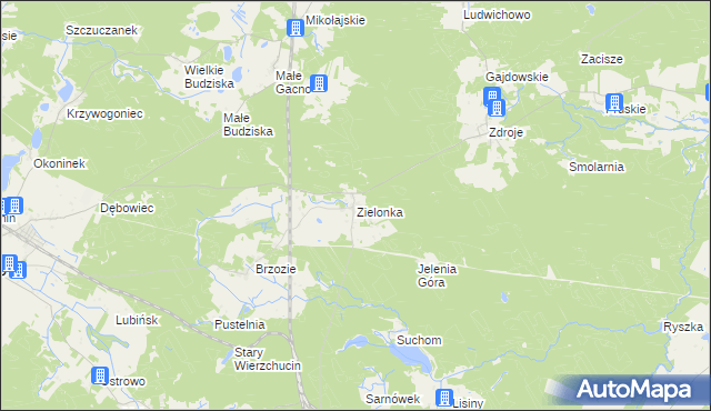 mapa Zielonka gmina Cekcyn, Zielonka gmina Cekcyn na mapie Targeo