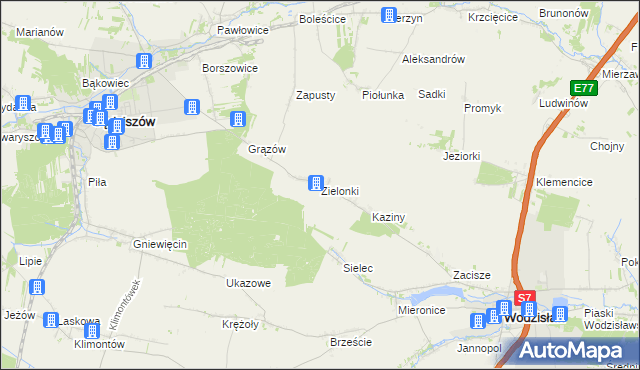 mapa Zielonki gmina Sędziszów, Zielonki gmina Sędziszów na mapie Targeo