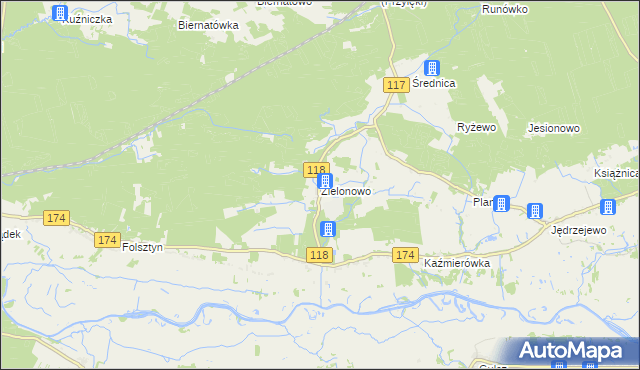 mapa Zielonowo gmina Wieleń, Zielonowo gmina Wieleń na mapie Targeo