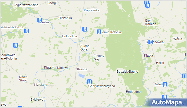 mapa Zielony Gaj gmina Janów, Zielony Gaj gmina Janów na mapie Targeo