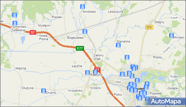 mapa Zielony Grąd, Zielony Grąd na mapie Targeo