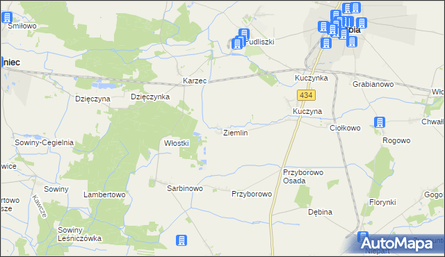 mapa Ziemlin, Ziemlin na mapie Targeo