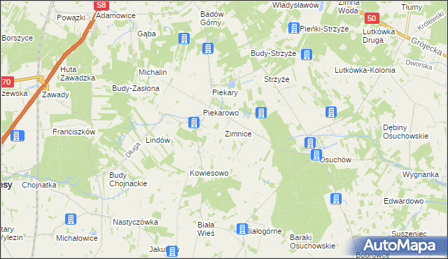 mapa Zimnice, Zimnice na mapie Targeo