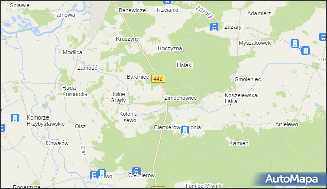 mapa Zimochowiec, Zimochowiec na mapie Targeo
