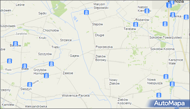 mapa Złaków Borowy, Złaków Borowy na mapie Targeo