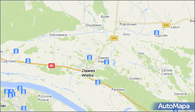 mapa Zławieś Mała, Zławieś Mała na mapie Targeo