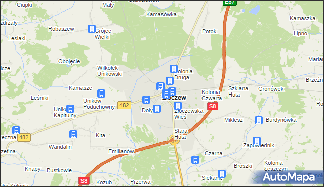 mapa Złoczew, Złoczew na mapie Targeo
