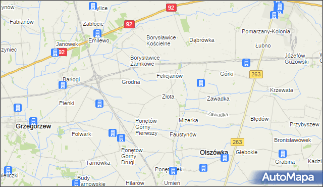 mapa Złota gmina Olszówka, Złota gmina Olszówka na mapie Targeo