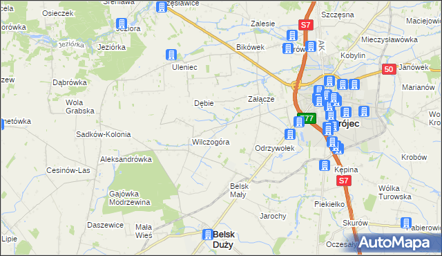 mapa Złota Góra gmina Belsk Duży, Złota Góra gmina Belsk Duży na mapie Targeo