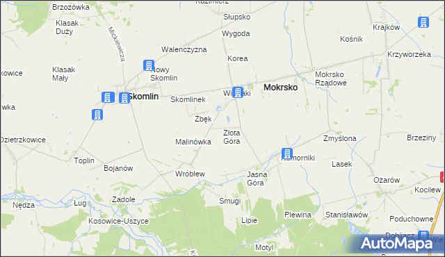 mapa Złota Góra gmina Skomlin, Złota Góra gmina Skomlin na mapie Targeo