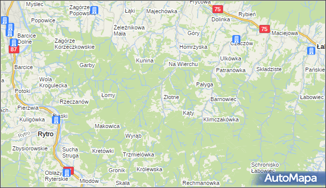 mapa Złotne, Złotne na mapie Targeo