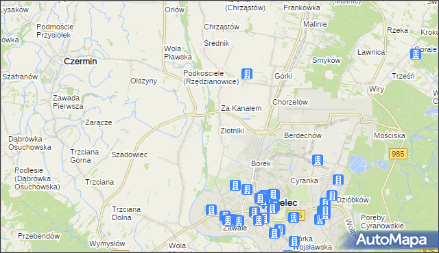 mapa Złotniki gmina Mielec, Złotniki gmina Mielec na mapie Targeo