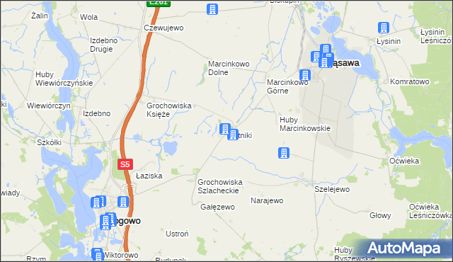 mapa Złotniki gmina Rogowo, Złotniki gmina Rogowo na mapie Targeo