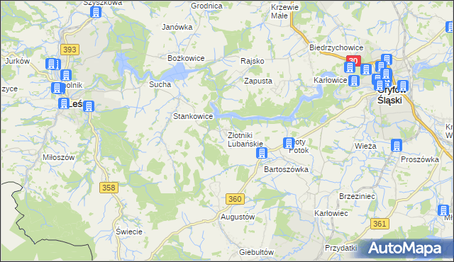 mapa Złotniki Lubańskie, Złotniki Lubańskie na mapie Targeo