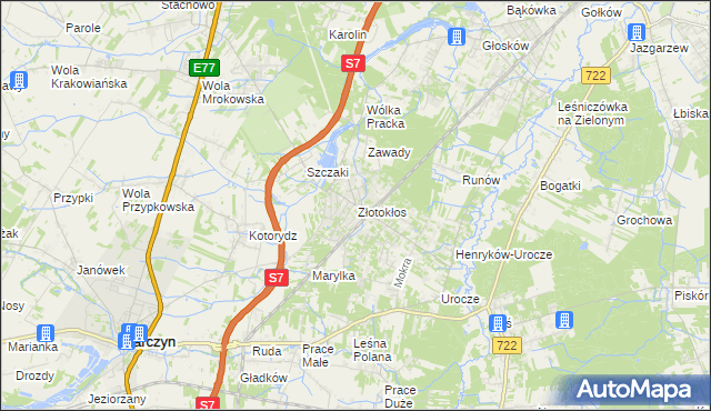 mapa Złotokłos, Złotokłos na mapie Targeo