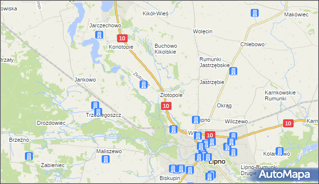 mapa Złotopole gmina Lipno, Złotopole gmina Lipno na mapie Targeo