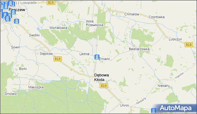 mapa Żmiarki, Żmiarki na mapie Targeo