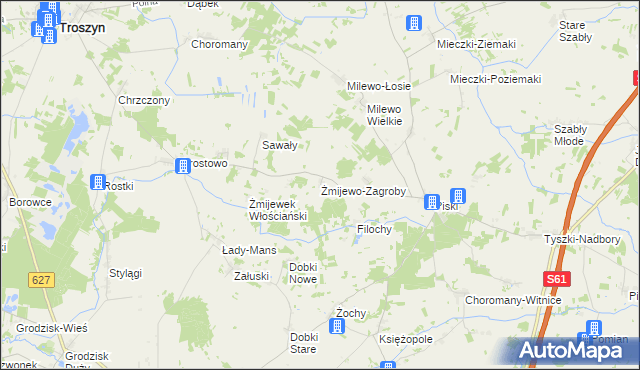 mapa Żmijewo-Zagroby, Żmijewo-Zagroby na mapie Targeo