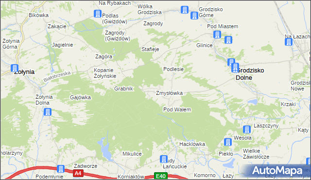 mapa Zmysłówka gmina Grodzisko Dolne, Zmysłówka gmina Grodzisko Dolne na mapie Targeo