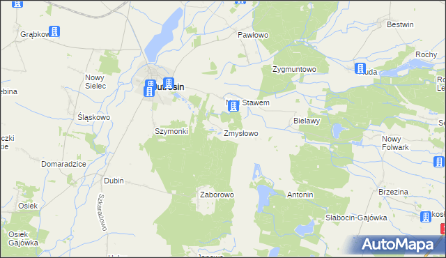 mapa Zmysłowo gmina Jutrosin, Zmysłowo gmina Jutrosin na mapie Targeo