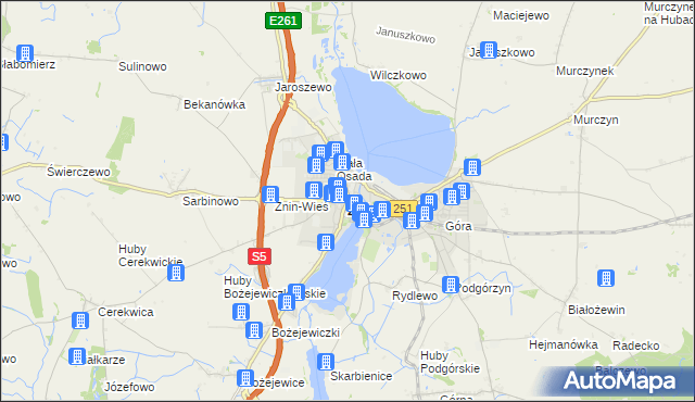 mapa Żnin, Żnin na mapie Targeo