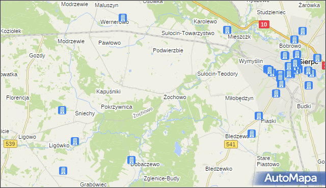 mapa Żochowo gmina Sierpc, Żochowo gmina Sierpc na mapie Targeo