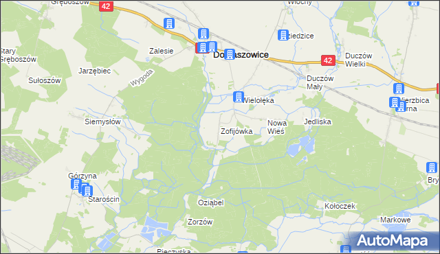 mapa Zofijówka gmina Domaszowice, Zofijówka gmina Domaszowice na mapie Targeo