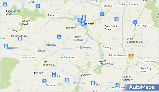 mapa Zofiówka gmina Błędów, Zofiówka gmina Błędów na mapie Targeo