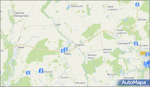 mapa Żołędno gmina Połczyn-Zdrój, Żołędno gmina Połczyn-Zdrój na mapie Targeo