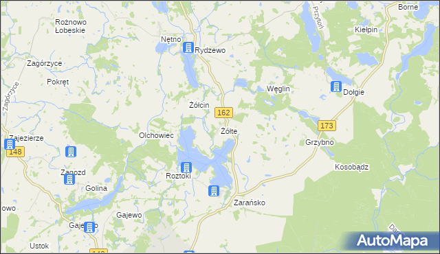 mapa Żółte, Żółte na mapie Targeo