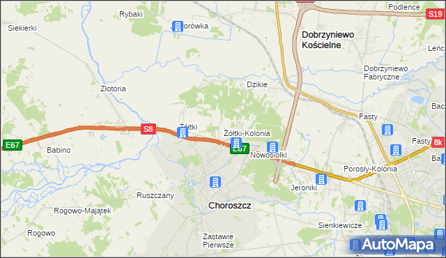 mapa Żółtki-Kolonia, Żółtki-Kolonia na mapie Targeo