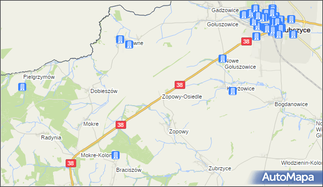 mapa Zopowy-Osiedle, Zopowy-Osiedle na mapie Targeo