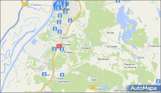 mapa Żórawie, Żórawie na mapie Targeo