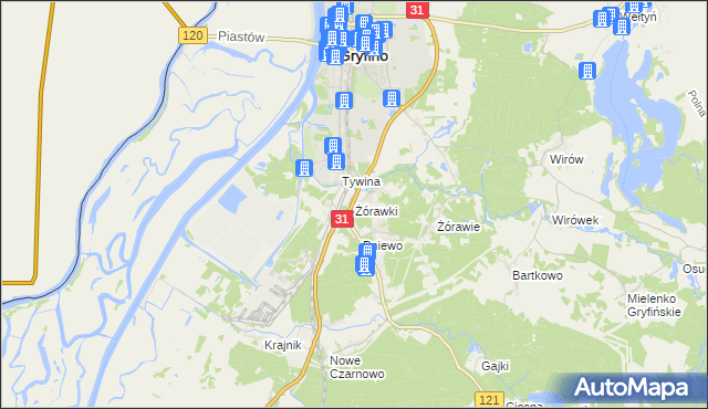 mapa Żórawki, Żórawki na mapie Targeo