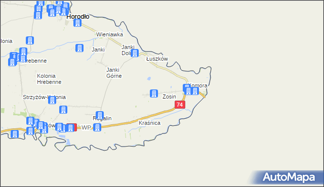 mapa Zosin gmina Horodło, Zosin gmina Horodło na mapie Targeo